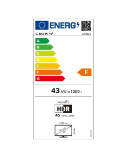 Crown 32FB22 TV, 1366x768 HD Ready, 32 hüvelykes, 81 cm, LCD, fekete