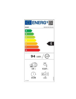 SHARP QW-NI14I47EX Beépített mosogatógép, kapacitás 13 készlet, 5 program, 60 cm, E osztály