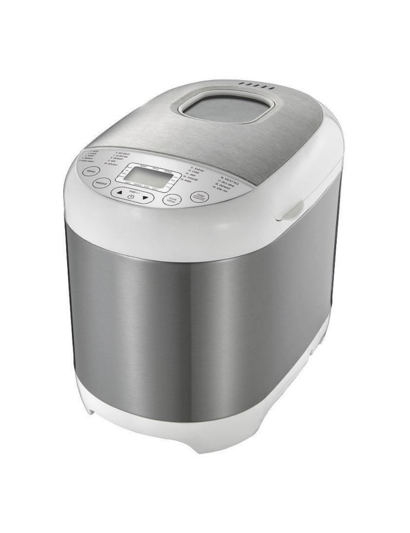 Crown CBM-6522 kenyérsütõ, 550W, 1l, 19 program, Idõzítõ, LCD kijelzõ, Memória, Fehér/rozsdamentes acél