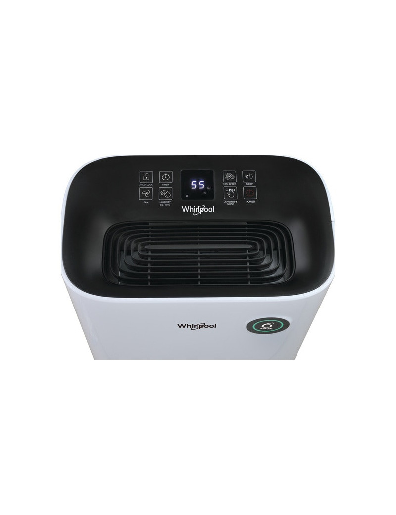 Whirlpool DE20W5252 párátlanító, 20 l / 24 h, 6,5 l tartály, 6th Sense, Érintõ vezérlés, LED visszajelzõ, Mosoda funkció, Fehér