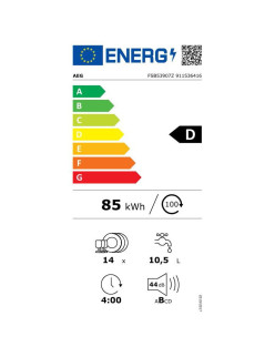 AEG FSB53907Z Teljesen beépíthetõ mosogatógép, 14 terítékes, 7 program, 60 cm, AirDry, MaxiFlex, Motor inverter, D energiaosztál