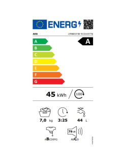 AEG LTR7E373E Vékony felültöltõs mosógép, 7 kg, 1300 ford./perc, C osztály, ProSteam®, ProSense® MOTORINVERTER, fehér