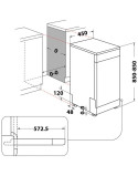 Whirlpool WSFC 3M27 X Mosogatógép, 10 teríték, 6 program, 9 liter/ciklus, E energiaosztály