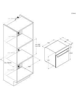 Candy Titanium CA6 NP5B3CTB beépíthetõ sütõ, Elektromos, 78l, Katalitikus tisztítás, Wi-Fi, 11 funkció, Kijelzõ, Push-pull gomb,