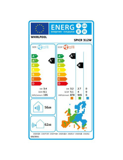 Whirlpool SPICR 312W Klímaberendezés, 3.5kW, Fûtés funkció, 6.érzék technológia, turbó hûtés funkció, A++ Energiaosztály, Fehér
