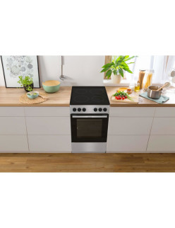 Üvegkerámia tûzhely Gorenje GEC5A61SG, Ûrtartalom 70l, Energiaosztály: A, 4 fûtési zóna, Ventilátor, Aquaclean, Rozsdamentes acé