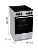 Üvegkerámia tûzhely Gorenje GEC5A61SG, Ûrtartalom 70l, Energiaosztály: A, 4 fûtési zóna, Ventilátor, Aquaclean, Rozsdamentes acé
