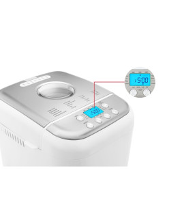 Crown CBM-6511 kenyérsütõ, 600W, 1l, 19 program, Idõzítõ, LCD kijelzõ, Memória, Fehér