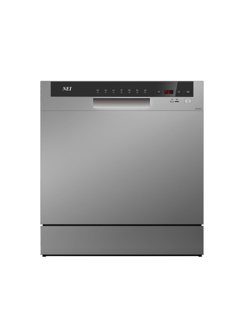 NEI NDW8S-3802FS Kompakt mosogatógép, 8 terítékes, 7 program, 55 cm, F energiahatékonyság, ezüst