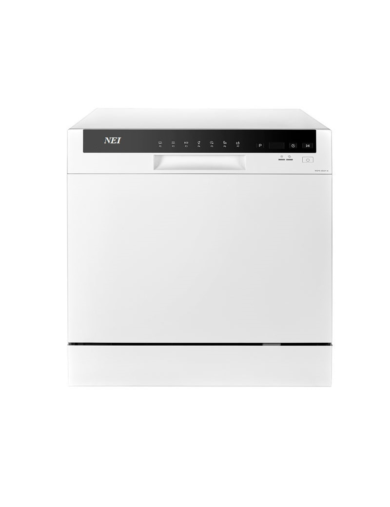 NEI NDW8S-3802FW Kompakt mosogatógép, 8 terítékes, 7 program, 55 cm, F energiahatékonyság, fehér
