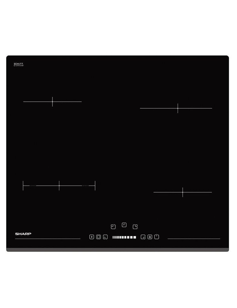 Sharp KH6V08BS00EU beépíthetõ fõzõlap, Vitrokerámia, 5900 W, 4 fõzõzóna, 60 cm, Érintõ vezérlés, Idõzítõ funkció