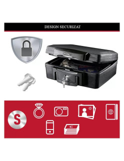 MasterLock H0100EURHRO hordozható széf, tûzálló, 2 kulcsos, Fekete