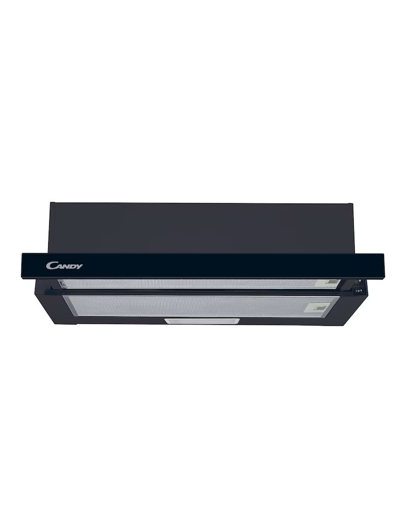 Candy CBT60R, Beépített teleszkópos páraelszívó, Abszorpciós teljesítmény 402 mc/h, 2 sebesség, LED, 60 cm, Üveg fekete