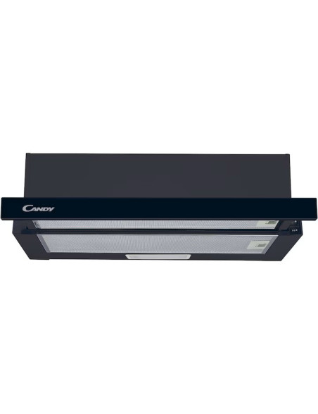 Candy CBT60R, Beépített teleszkópos páraelszívó, Abszorpciós teljesítmény 402 mc/h, 2 sebesség, LED, 60 cm, Üveg fekete
