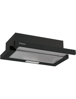 Candy CBT60R, Beépített teleszkópos páraelszívó, Abszorpciós teljesítmény 402 mc/h, 2 sebesség, LED, 60 cm, Üveg fekete