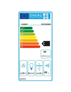 Candy CBT60R, Beépített teleszkópos páraelszívó, Abszorpciós teljesítmény 402 mc/h, 2 sebesség, LED, 60 cm, Üveg fekete