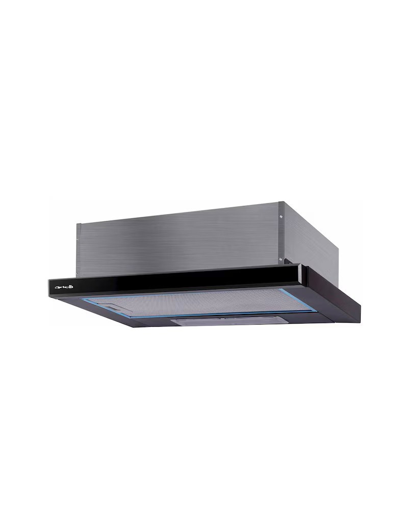 Arielli Beépített Páraelszívó, ATH-465BL, LED világítás, 2 motor, 2 sebesség, 140 W, 300 mc/h, 60 cm, D osztály, Fekete