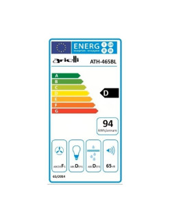 Arielli Beépített Páraelszívó, ATH-465BL, LED világítás, 2 motor, 2 sebesség, 140 W, 300 mc/h, 60 cm, D osztály, Fekete
