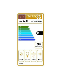 Arielli ACH-6022W páraelszívó, 2 motor, 300 mcf/h, 140 W, 60 cm, D osztály, fehér