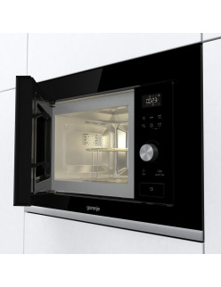 Gorenje BMX201AG1BG beépíthetõ mikrohullámú sütõ, 20l ûrtartalom, 800W, 15 program, Inox, fekete üveg