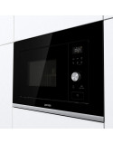 Gorenje BMX201AG1BG beépíthetõ mikrohullámú sütõ, 20l ûrtartalom, 800W, 15 program, Inox, fekete üveg