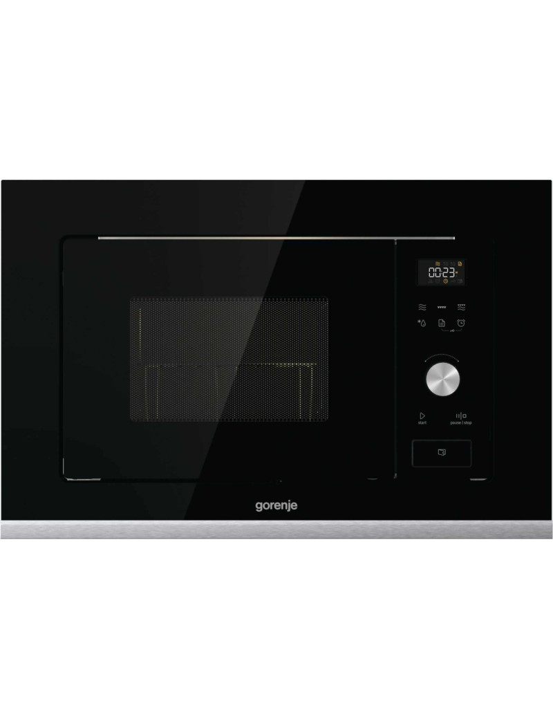 Gorenje BMX201AG1BG beépíthetõ mikrohullámú sütõ, 20l ûrtartalom, 800W, 15 program, Inox, fekete üveg