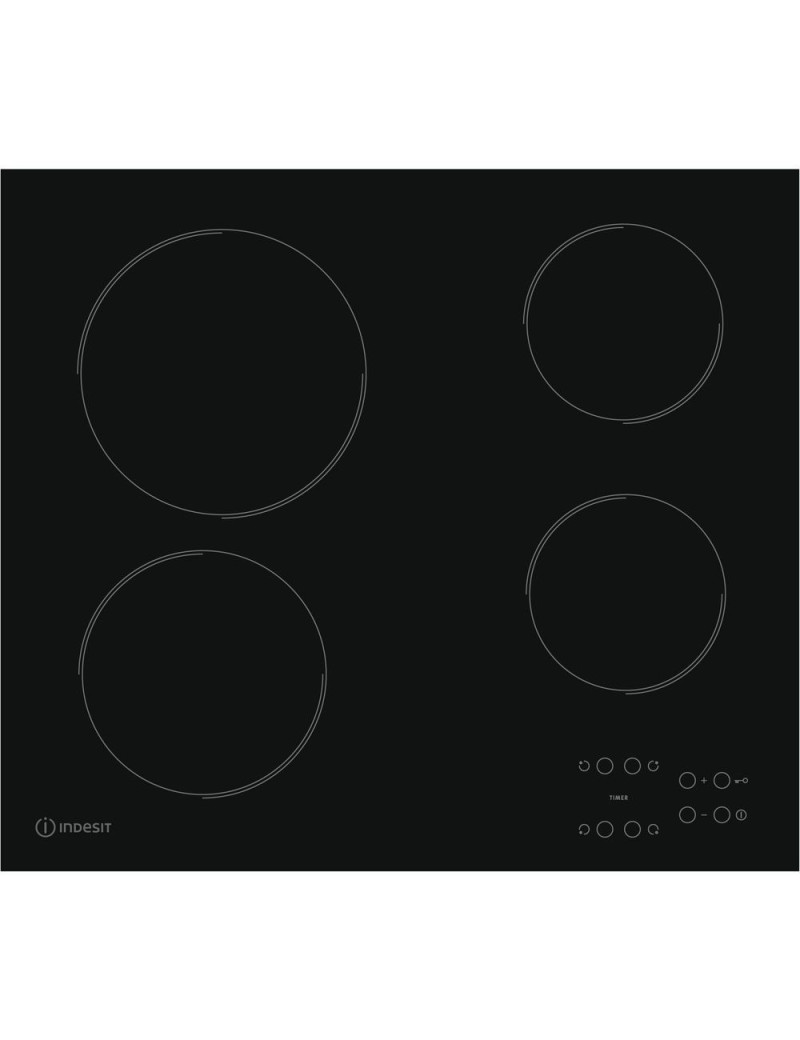 Indesit Elektromos beépíthetõ fõzõlap, Elektromos, Vitrokerámia, 4 fõzõzóna, Érintésvezérlés, 58 cm, Fekete