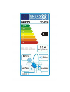 NEO VC-1518 porzsákos porszívó, 1,5 l, teleszkópos, 700 W, piros