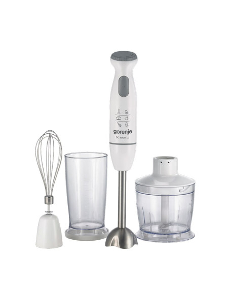 Kézi turmixgép Gorenje HBC 804QW, 800W, DC motor, Drót és keverõtál 0,5 l, Aprítótál, 0,8 kg, Fehér