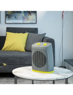 Olimpia Splendid Caldo Rock O, Elektromos fûtés ventilátorral, 24 négyzetméter, 1000/2000W, termosztát, szürke/sárga